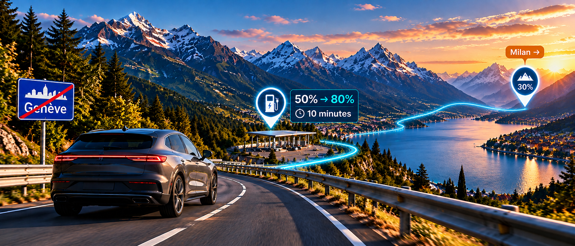 Planification d'un long trajet en voiture électrique